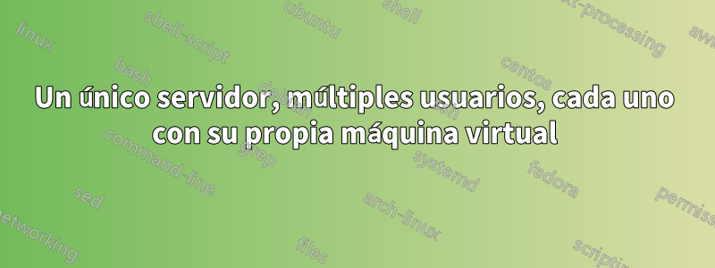 Un único servidor, múltiples usuarios, cada uno con su propia máquina virtual