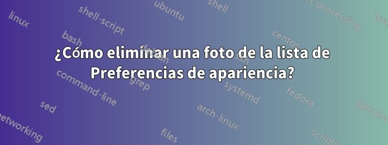 ¿Cómo eliminar una foto de la lista de Preferencias de apariencia?