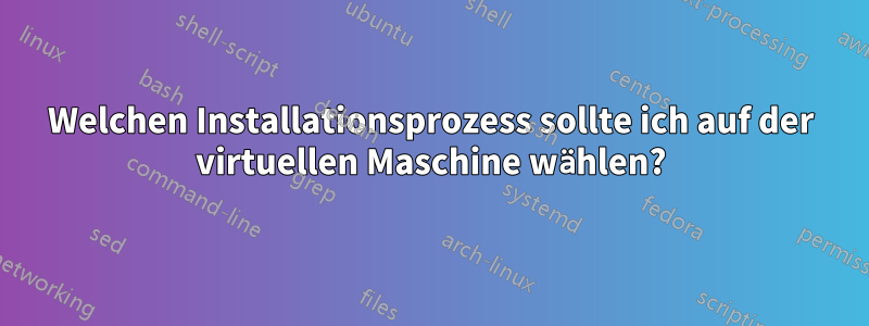 Welchen Installationsprozess sollte ich auf der virtuellen Maschine wählen?