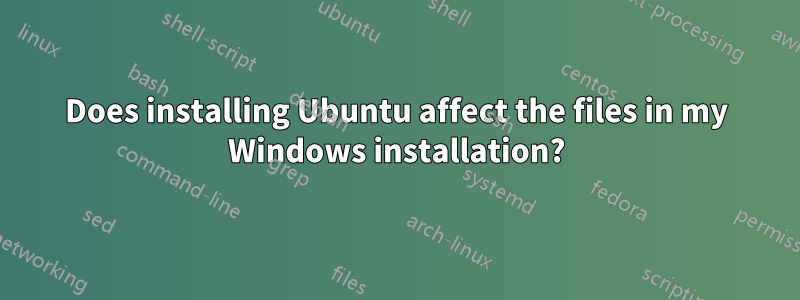 Does installing Ubuntu affect the files in my Windows installation?