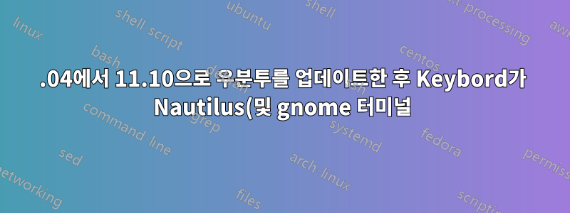 11.04에서 11.10으로 우분투를 업데이트한 후 Keybord가 Nautilus(및 gnome 터미널)에서 작동하지 않습니다.
