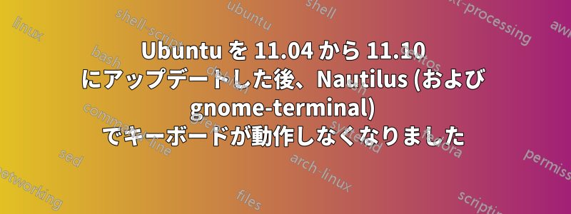 Ubuntu を 11.04 から 11.10 にアップデートした後、Nautilus (および gnome-terminal) でキーボードが動作しなくなりました