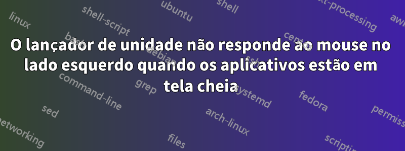 O lançador de unidade não responde ao mouse no lado esquerdo quando os aplicativos estão em tela cheia