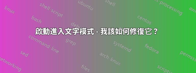 啟動進入文字模式 - 我該如何修復它？