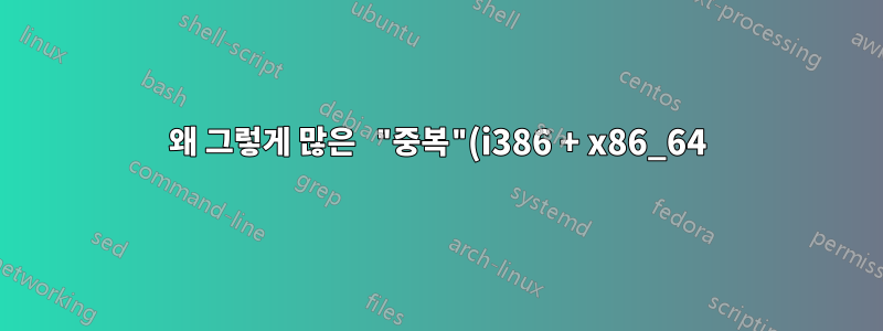왜 그렇게 많은 "중복"(i386 + x86_64) 패키지가 설치되어 있습니까?
