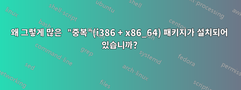 왜 그렇게 많은 "중복"(i386 + x86_64) 패키지가 설치되어 있습니까?