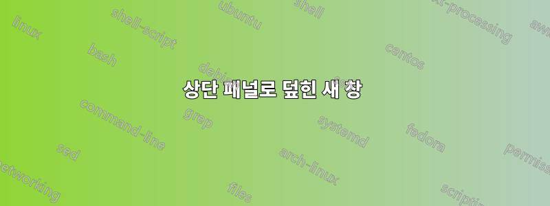 상단 패널로 덮힌 새 창