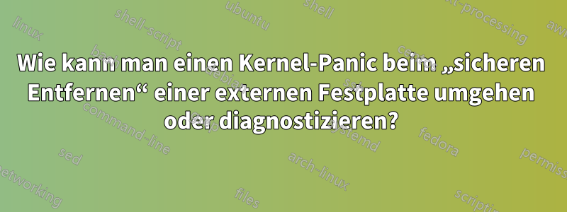 Wie kann man einen Kernel-Panic beim „sicheren Entfernen“ einer externen Festplatte umgehen oder diagnostizieren?