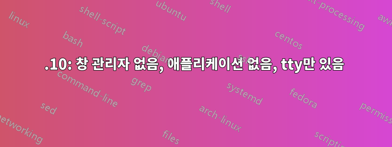 11.10: 창 관리자 없음, 애플리케이션 없음, tty만 있음