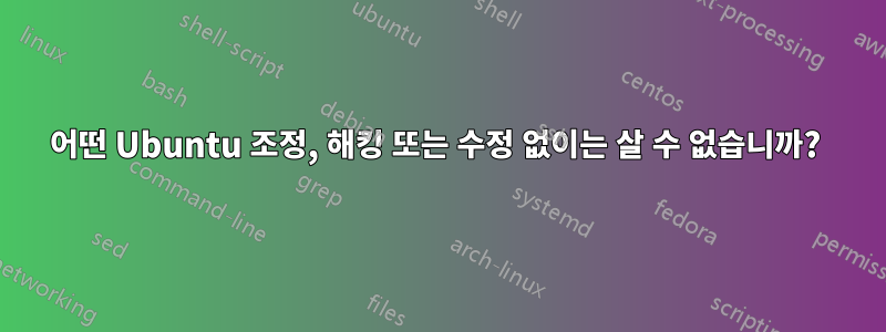 어떤 Ubuntu 조정, 해킹 또는 수정 없이는 살 수 없습니까? 