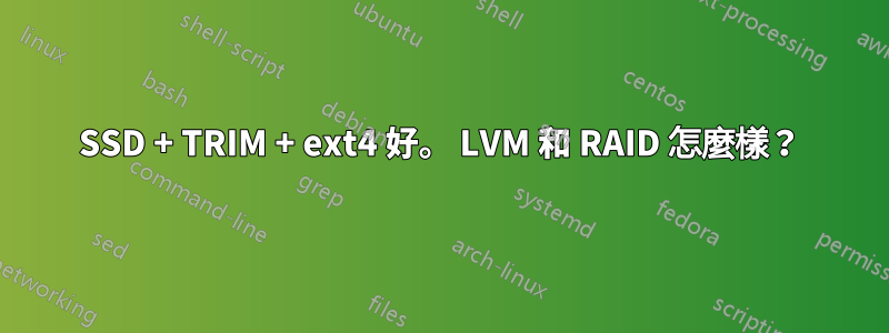 SSD + TRIM + ext4 好。 LVM 和 RAID 怎麼樣？