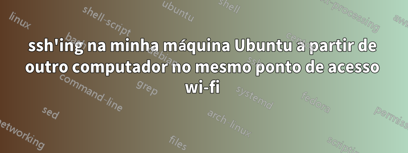 ssh'ing na minha máquina Ubuntu a partir de outro computador no mesmo ponto de acesso wi-fi