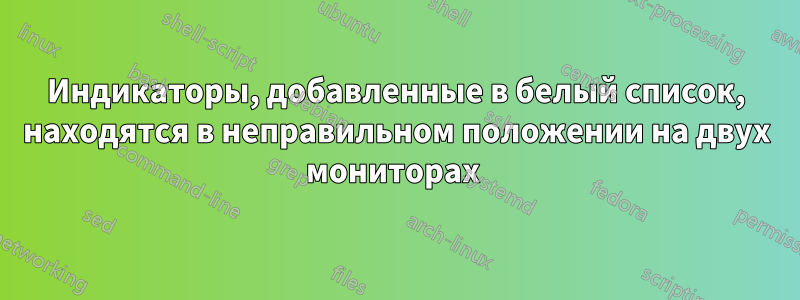 Индикаторы, добавленные в белый список, находятся в неправильном положении на двух мониторах 