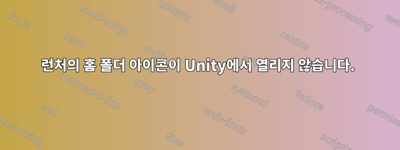 런처의 홈 폴더 아이콘이 Unity에서 열리지 않습니다.