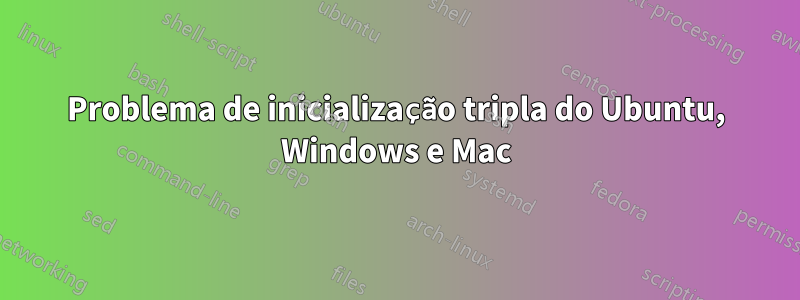 Problema de inicialização tripla do Ubuntu, Windows e Mac