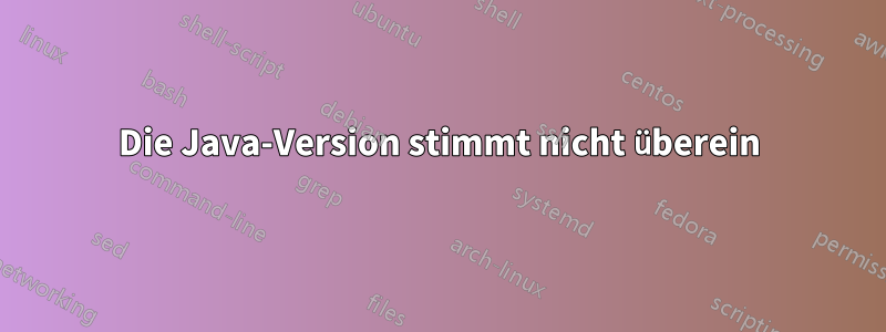 Die Java-Version stimmt nicht überein