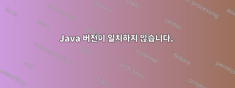 Java 버전이 일치하지 않습니다.