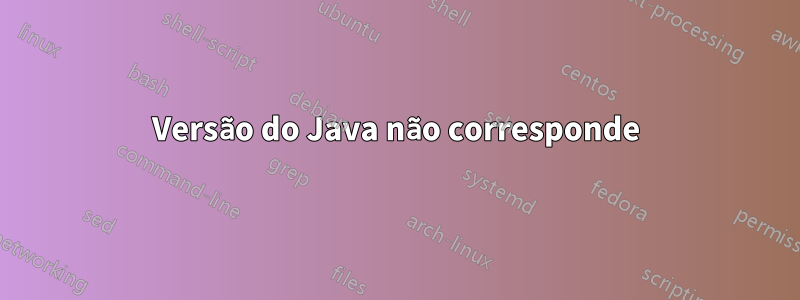 Versão do Java não corresponde