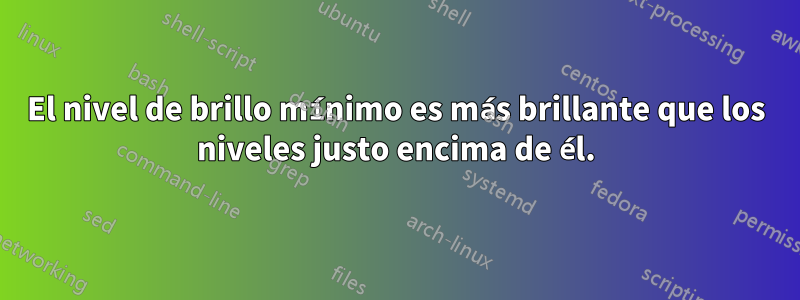 El nivel de brillo mínimo es más brillante que los niveles justo encima de él.