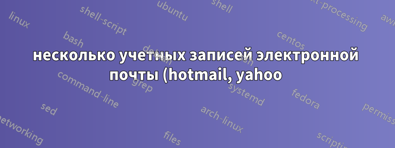 несколько учетных записей электронной почты (hotmail, yahoo) и facebook обрабатываются вместе