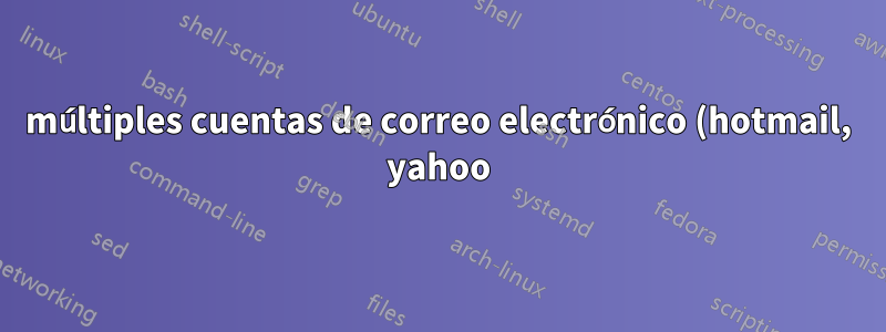 múltiples cuentas de correo electrónico (hotmail, yahoo) y facebook manejadas juntas
