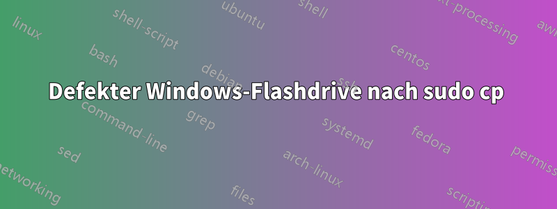 Defekter Windows-Flashdrive nach sudo cp