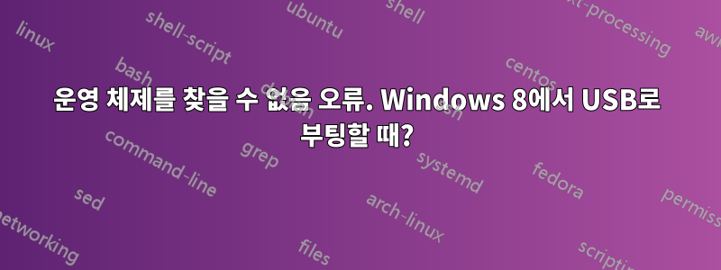 운영 체제를 찾을 수 없음 오류. Windows 8에서 USB로 부팅할 때?