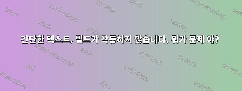 간단한 텍스트. 빌드가 작동하지 않습니다. 뭐가 문제 야?