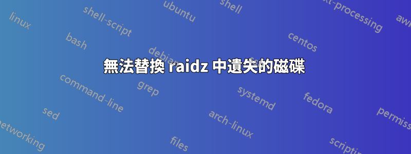 無法替換 raidz 中遺失的磁碟