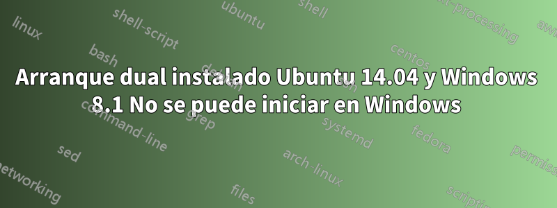 Arranque dual instalado Ubuntu 14.04 y Windows 8.1 No se puede iniciar en Windows
