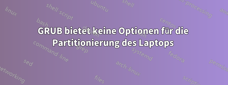 GRUB bietet keine Optionen für die Partitionierung des Laptops