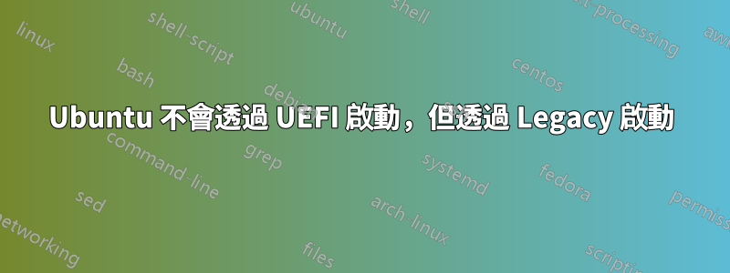 Ubuntu 不會透過 UEFI 啟動，但透過 Legacy 啟動