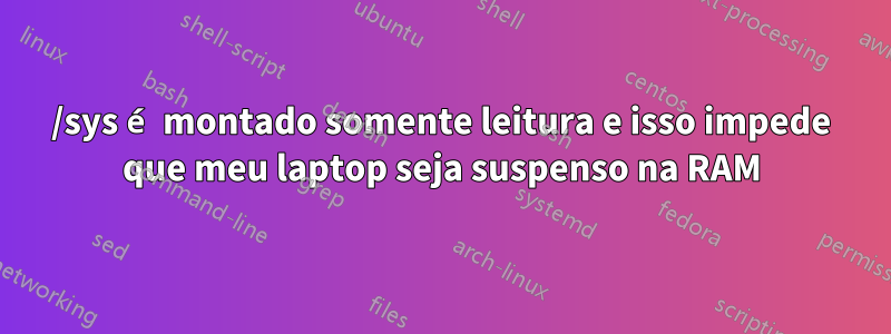 /sys é montado somente leitura e isso impede que meu laptop seja suspenso na RAM