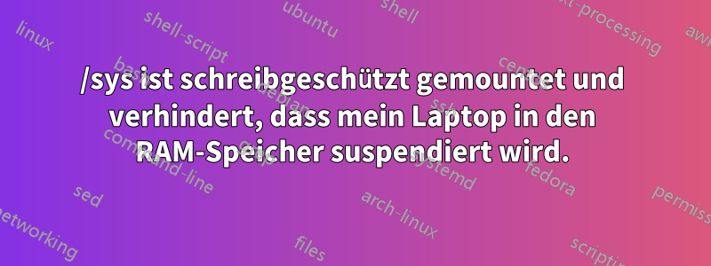 /sys ist schreibgeschützt gemountet und verhindert, dass mein Laptop in den RAM-Speicher suspendiert wird.
