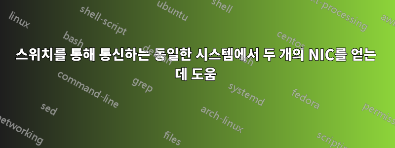 스위치를 통해 통신하는 동일한 시스템에서 두 개의 NIC를 얻는 데 도움