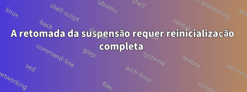 A retomada da suspensão requer reinicialização completa 