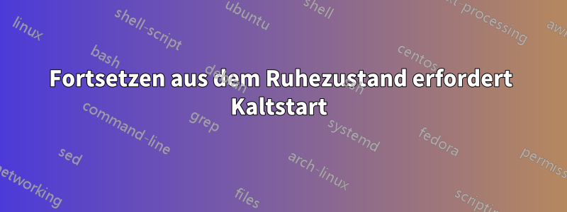 Fortsetzen aus dem Ruhezustand erfordert Kaltstart 