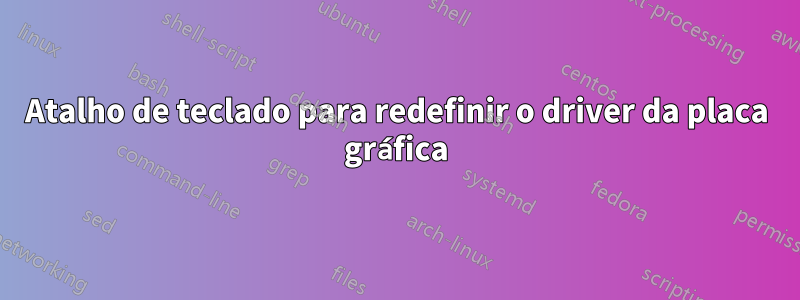 Atalho de teclado para redefinir o driver da placa gráfica