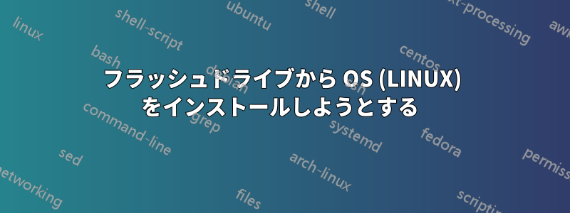 フラッシュドライブから OS (LINUX) をインストールしようとする 