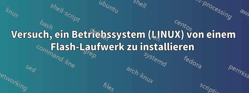 Versuch, ein Betriebssystem (LINUX) von einem Flash-Laufwerk zu installieren 