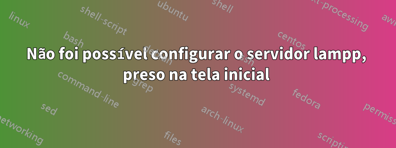 Não foi possível configurar o servidor lampp, preso na tela inicial