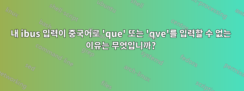 내 ibus 입력이 중국어로 'que' 또는 'qve'를 입력할 수 없는 이유는 무엇입니까?