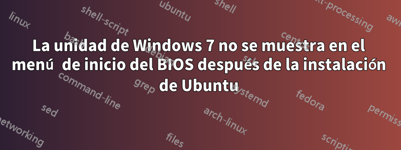 La unidad de Windows 7 no se muestra en el menú de inicio del BIOS después de la instalación de Ubuntu