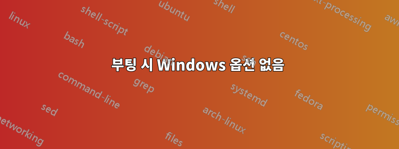 부팅 시 Windows 옵션 없음