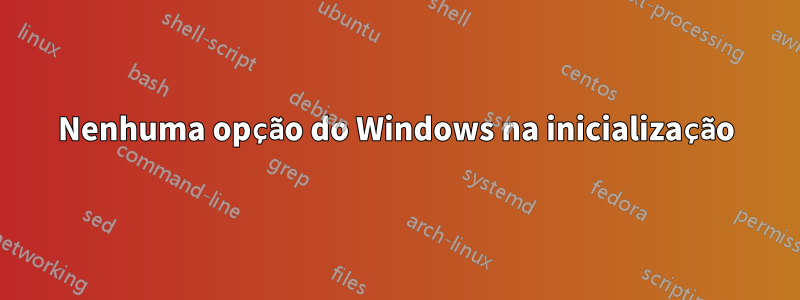 Nenhuma opção do Windows na inicialização