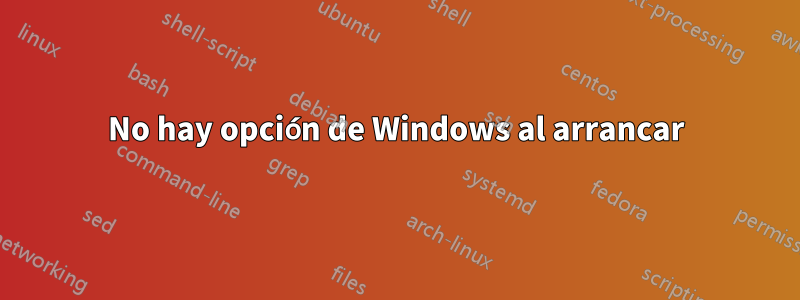 No hay opción de Windows al arrancar