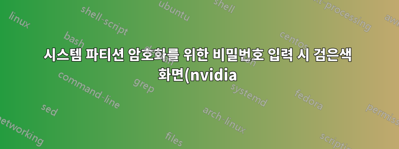 시스템 파티션 암호화를 위한 비밀번호 입력 시 검은색 화면(nvidia)