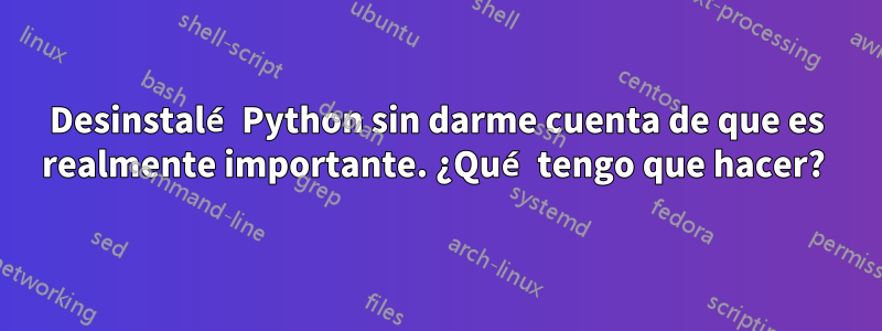 Desinstalé Python sin darme cuenta de que es realmente importante. ¿Qué tengo que hacer? 