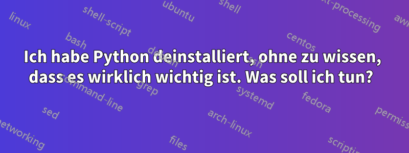 Ich habe Python deinstalliert, ohne zu wissen, dass es wirklich wichtig ist. Was soll ich tun? 