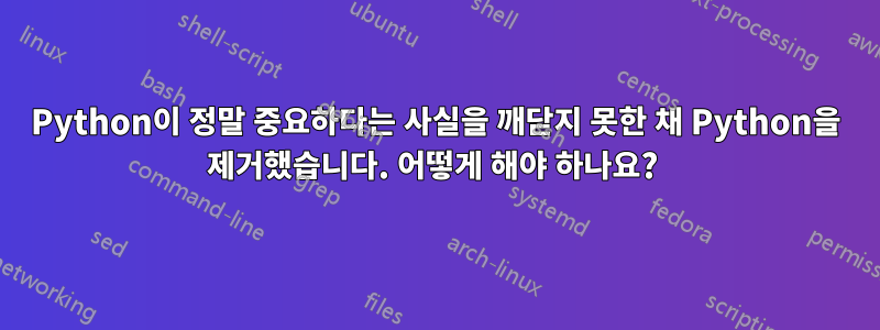 Python이 정말 중요하다는 사실을 깨닫지 못한 채 Python을 제거했습니다. 어떻게 해야 하나요? 